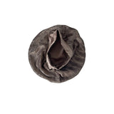 Dark gray velvet hair turban on a white background