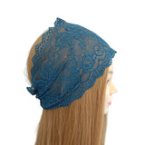 Blue lace headband on a mannequin head with long blonde hair against a white background ireland