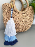 Ombre Blue Tiered Tassel Keychain for Beach Bag