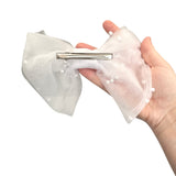 White Pearl Tulle Bridal Wedding Hair Bow Clip