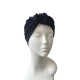 navy blue front knot turban