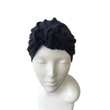 navy blue front knot turban