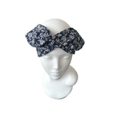 Navy floral wired headband