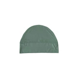 Green beanie hat on a white background