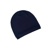 Navy blue beanie on a white background