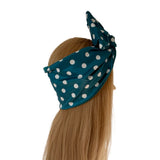 Teal Polka Dot Wired Headband