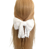 White Lace Bridal Wedding Hair Bow Clip