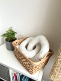 White Boucle Chain Shaped Pillow