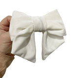 Ivory white velvet hair bow barrette clip