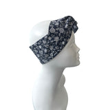 Navy floral wired headband