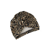 Zebra print turban on a white background