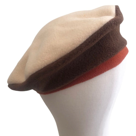 Brown and Beige Vintage Style Fashion Fleece Beret