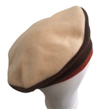 Brown and Beige Vintage Style Fashion Fleece Beret