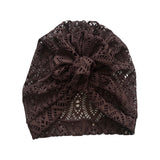 Black Lace Rose Turban Hat for Women