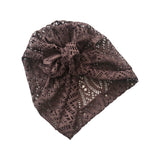 Black Lace Rose Turban Hat for Women