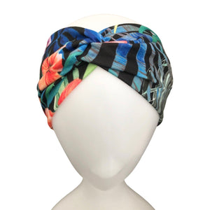 Black Floral Turban Twist Headband Head Wrap for Adults