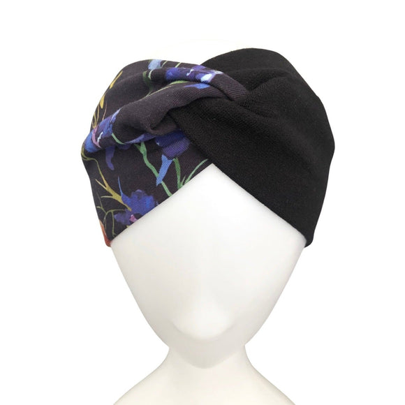 Twisted Headband Women Black Cotton Jersey Headband