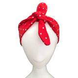 Red Polka Dot Tie Up Headband Hair Scarf Bandana