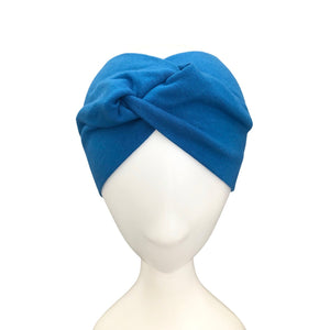 Blue Turban Twist Jersey Headband Wide Head Wrap