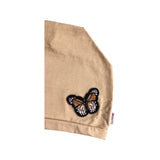 Beige Stretchy Spring Beanie Hat with Butterfly