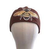 Brown Embellished Bumble Bee Beanie Hat for Women