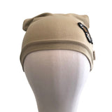 Beige Stretchy Spring Beanie Hat with Butterfly
