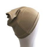 Beige Stretchy Spring Beanie Hat with Butterfly