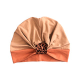 Cute Beige Alopecia Turban Hat with Leopard Front Knot