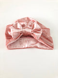 Blush Pink Velvet Turban Hat with Bow UK