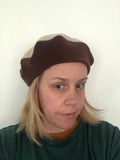 Brown and Beige Vintage Style Fashion Fleece Beret