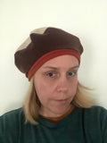 Brown and Beige Vintage Style Fashion Fleece Beret